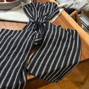 Striped Black and White Jumpsuit